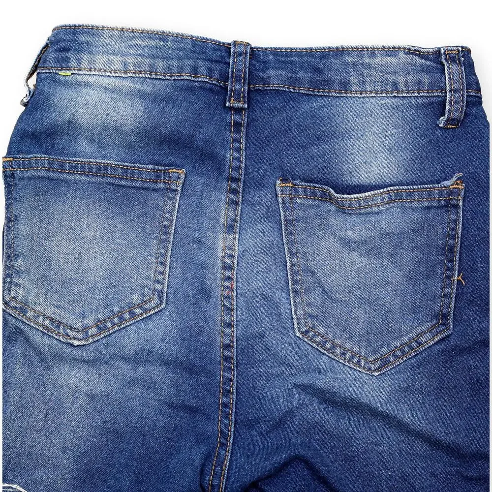 Shein Teen Cut Off Distressed Jean Shorts High Rise 5 Pocket Size 12-13Y